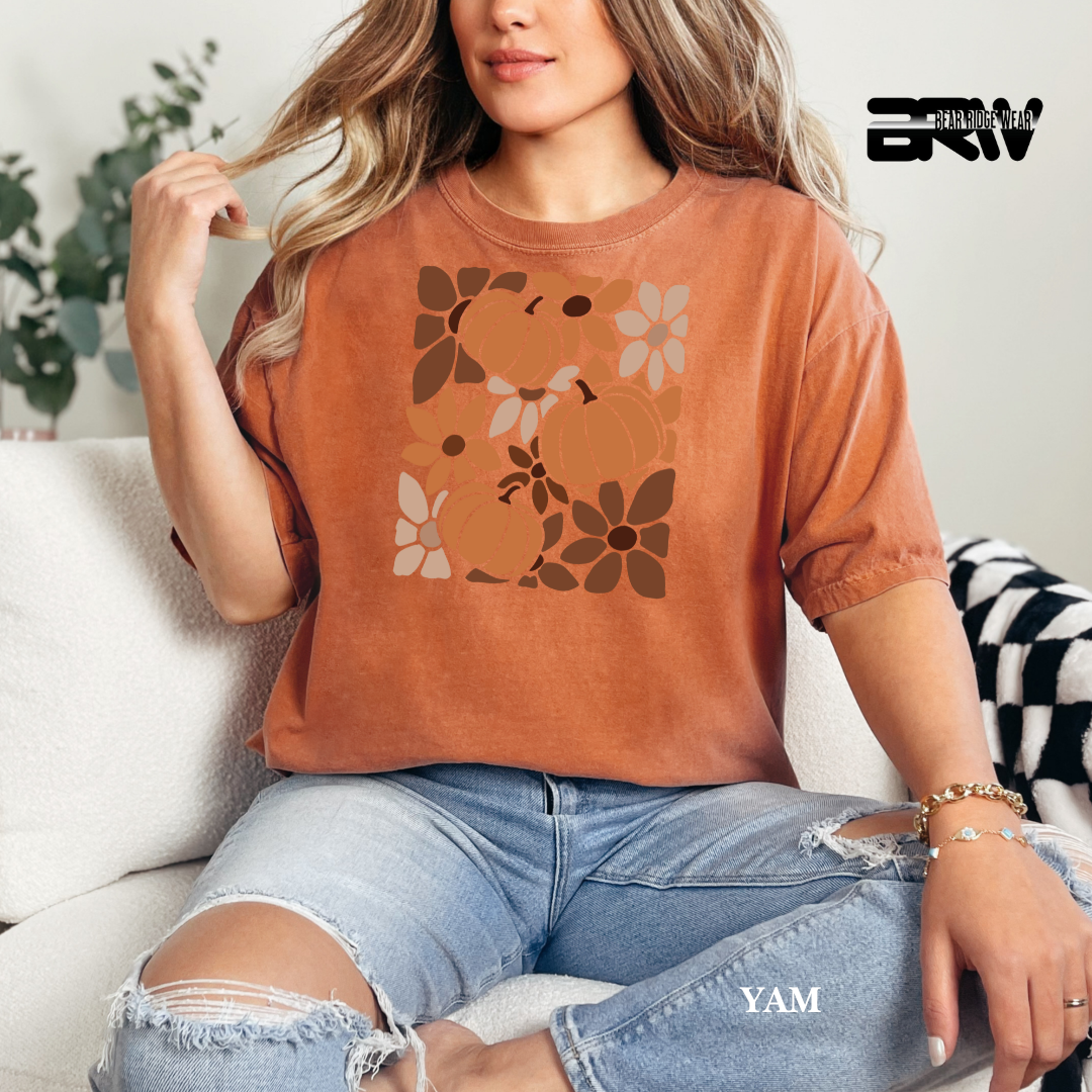'Boho Floral Pumpkin' Fall Tee