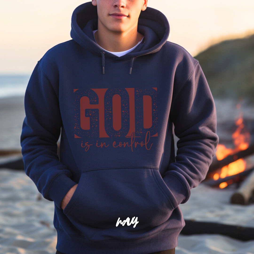 'God Is In Control' Red Stroke Faith Hoodie