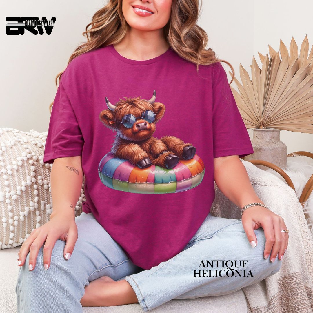 'Highland Cow- Float' Summer Tee