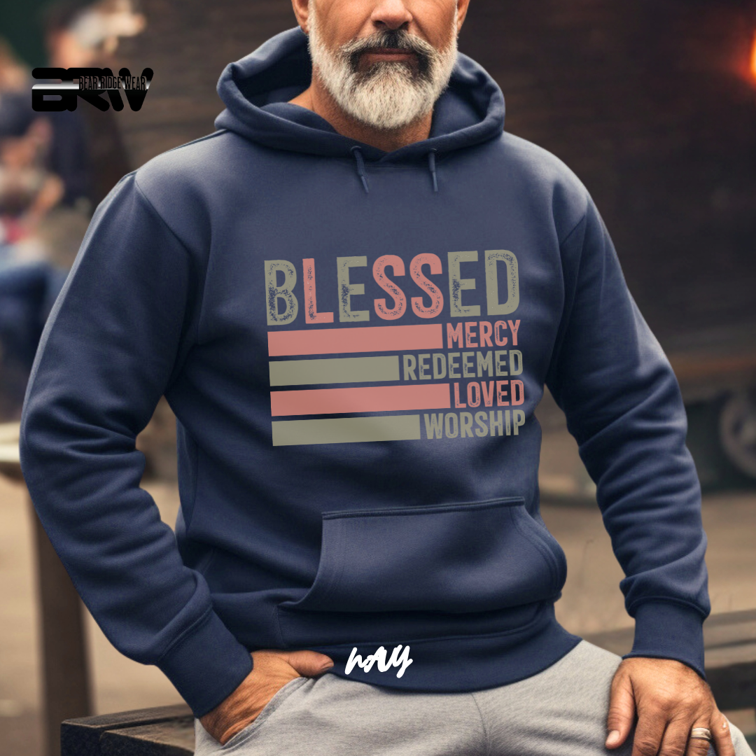 'Blessed, Mercy, Redeemed, Loved, and Worship' Faith Hoodie
