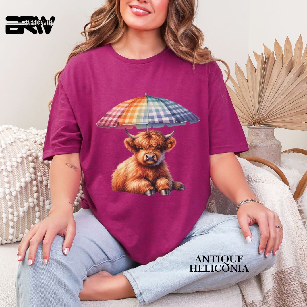 'Highland Cow-Umbrella' Summer Tee
