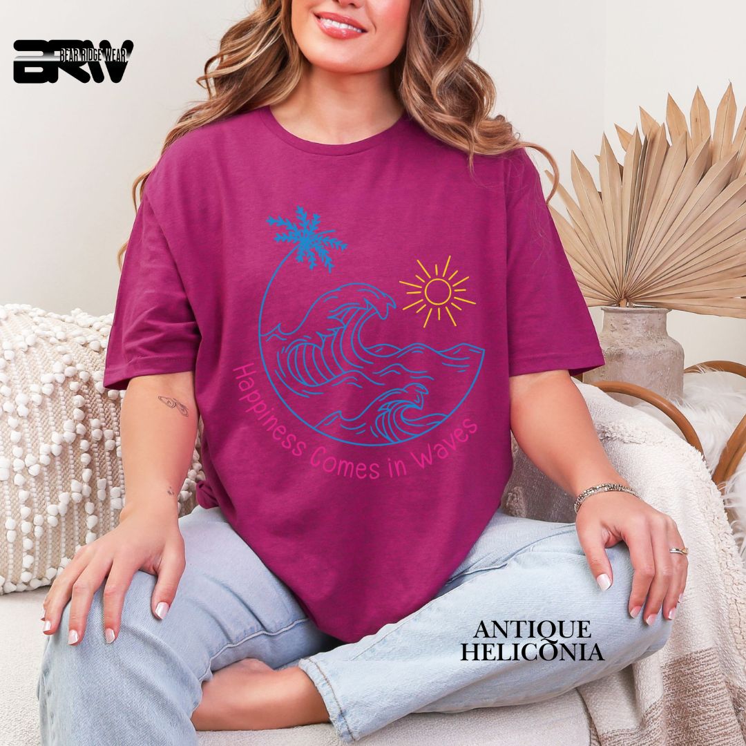 'Happiness Comes In Waves' With Color Summer Tee