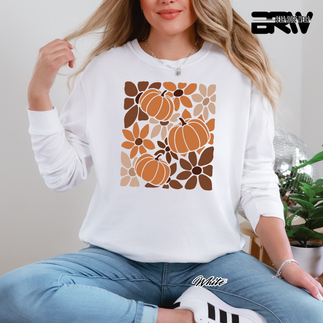 'Boho Floral Pumpkin' Fall Crewneck Sweatshirt