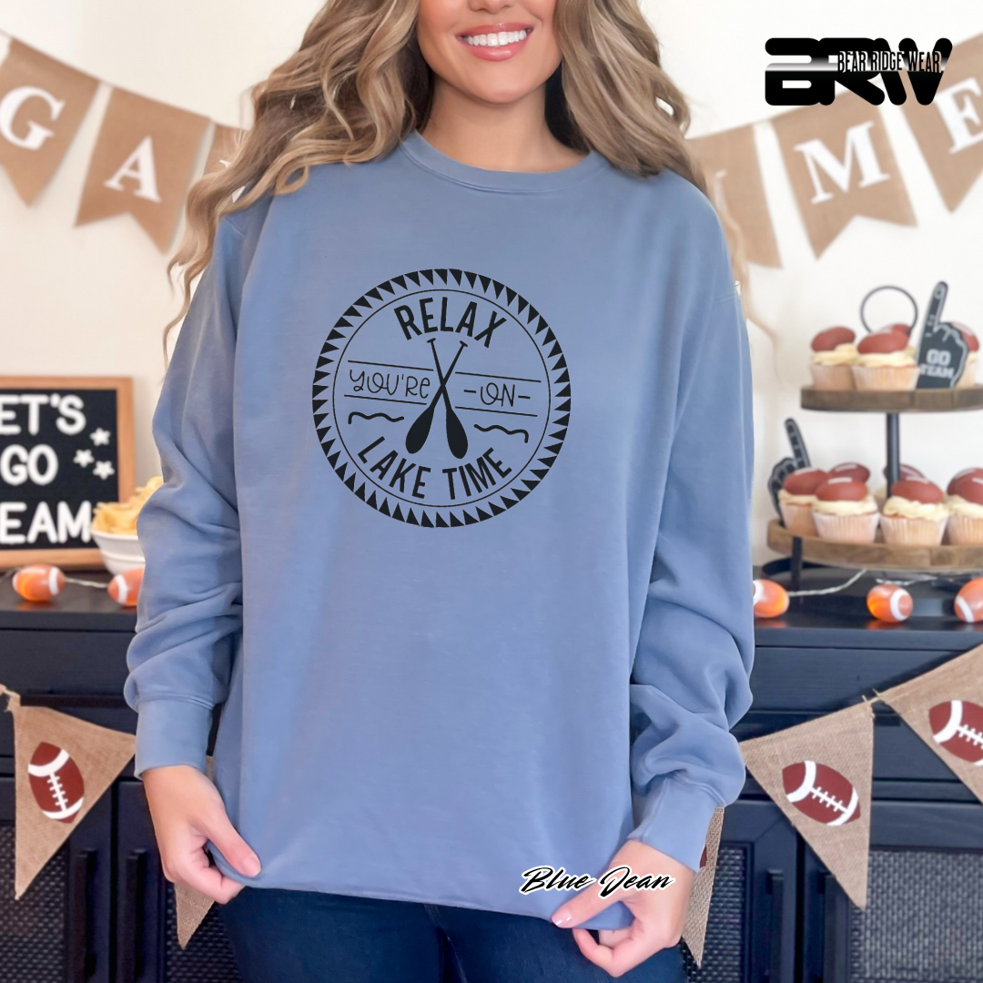 'Relax You are On Lake Time' Crewneck Sweatshirt