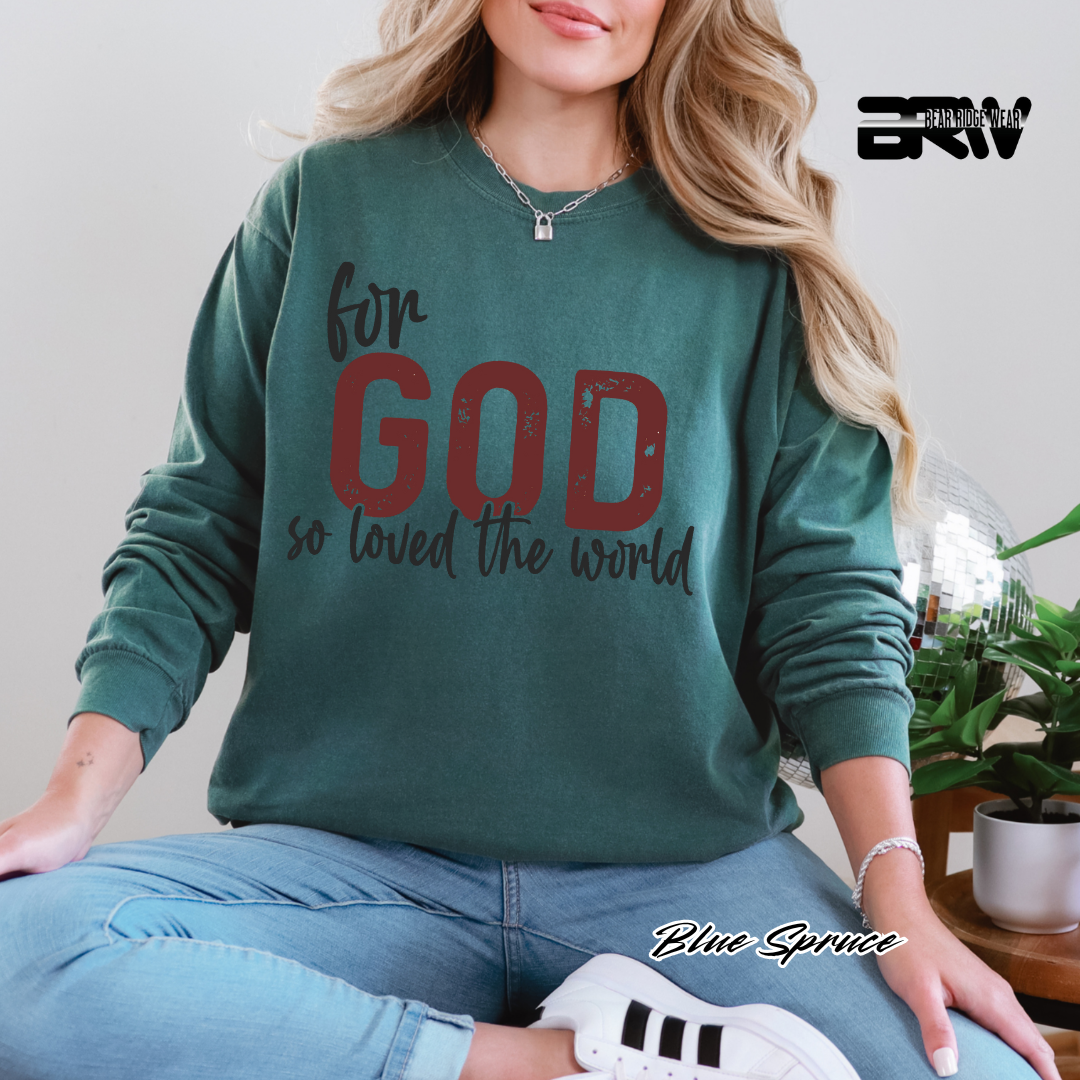 'For God So Loved The World' Faith Long-sleeve Tees