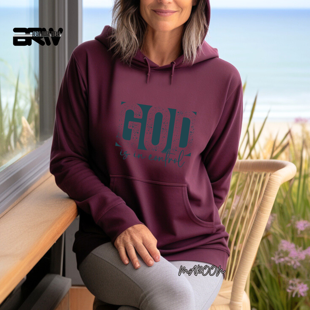 'God Is In Control' Blue Stroke Faith Hoodie