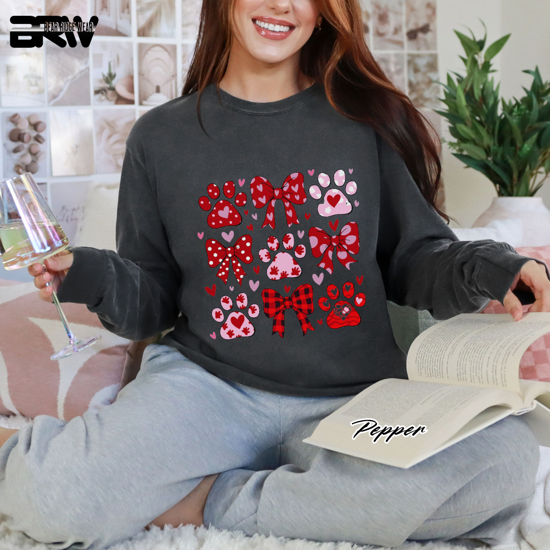 'Dog Paws and Ribbons' Long Sleeve Tee