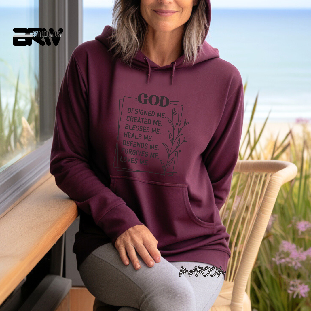 'God Designed, Created, Blesses, Heal Me' Faith Hoodie