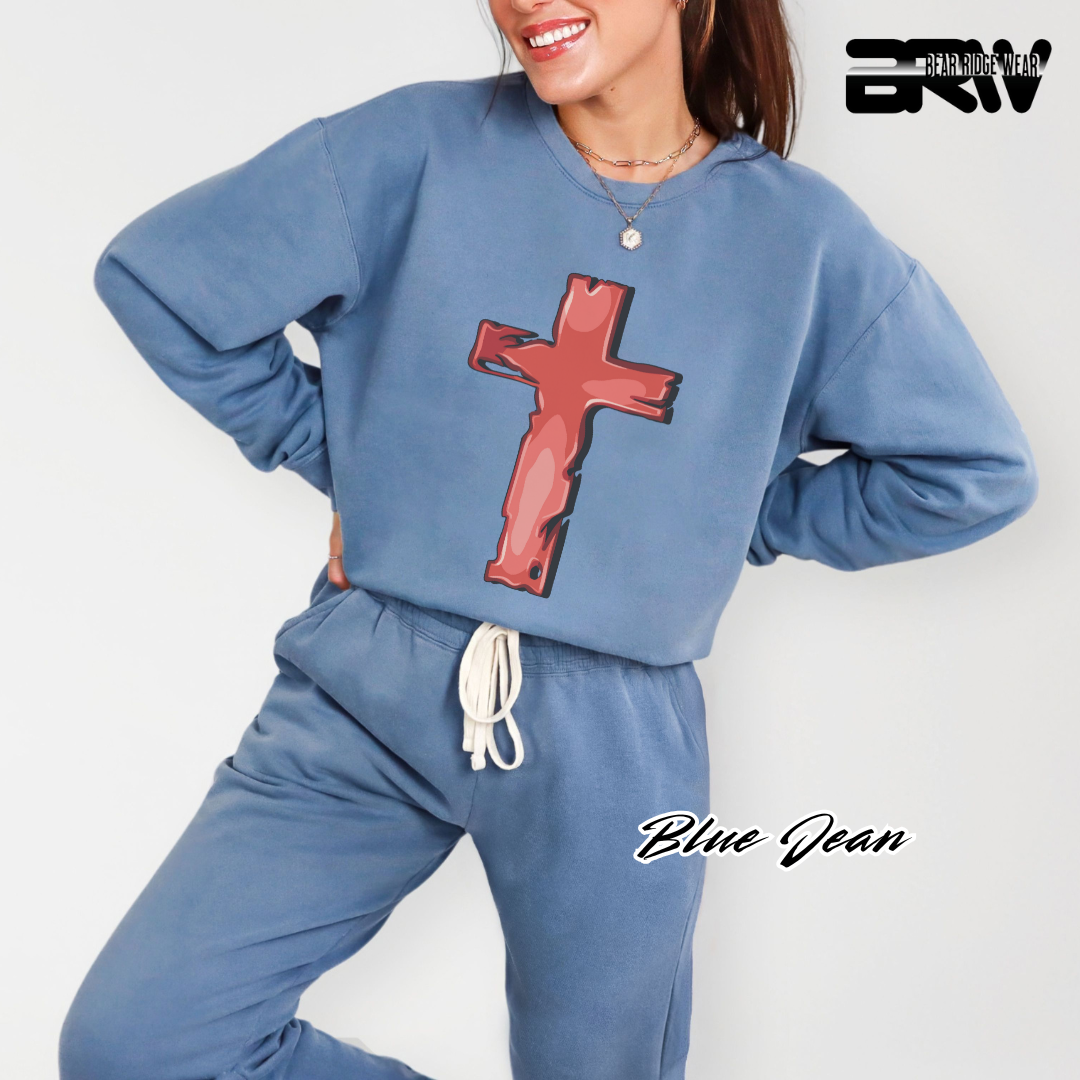 'Rugged Cross' Faith Crewneck Sweatshirt
