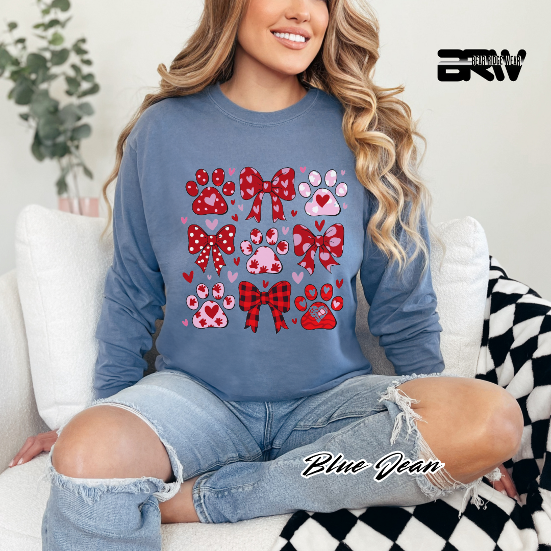 'Dog Paws and Ribbons' Long Sleeve Tee