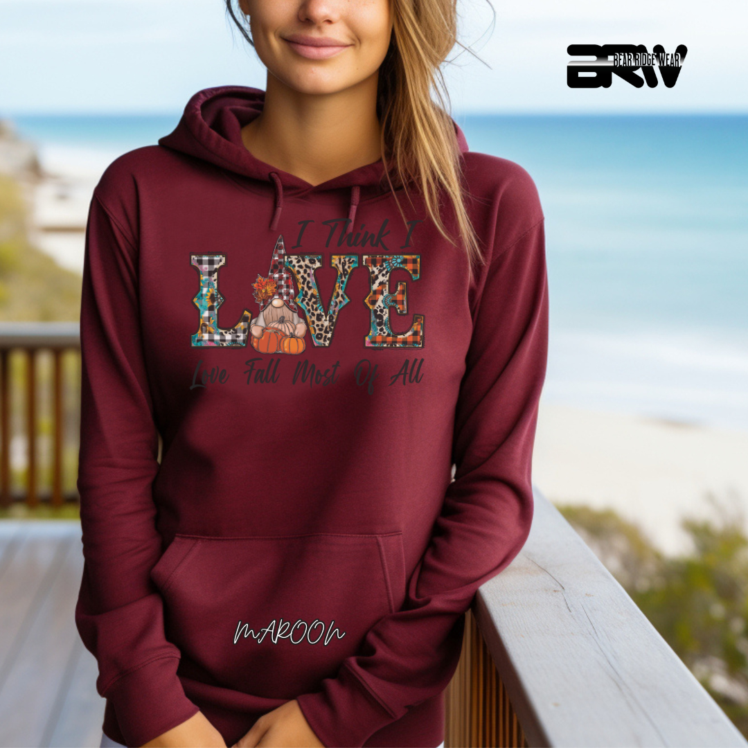 'Love Fall Most Of All-Gnome' Fall Hoodie