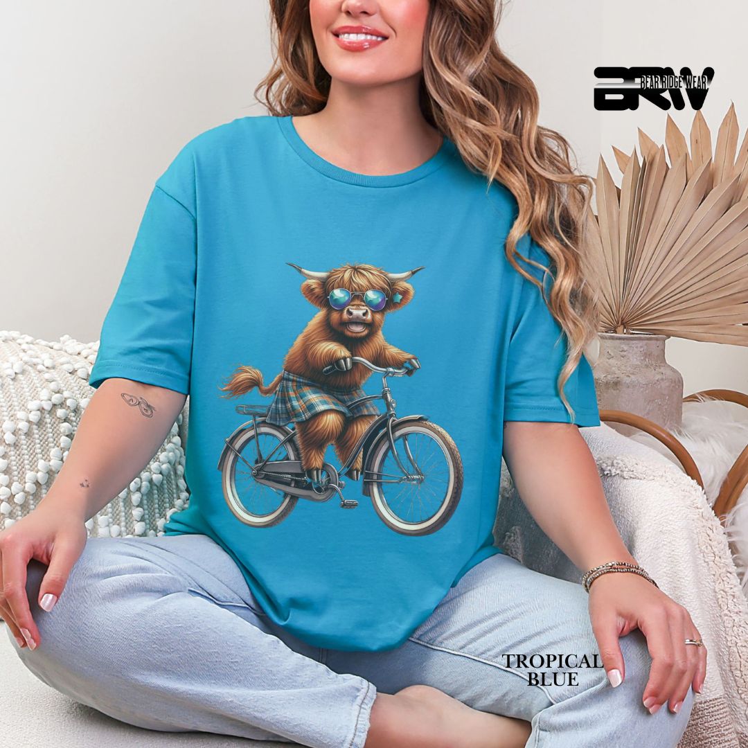 'Highland Cow- Bicycle' 3 Summer Tee