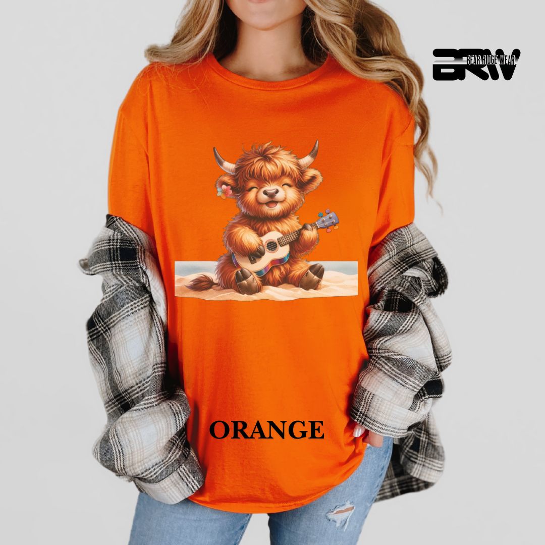 'Highland Cow-Guitar' Summer Tee