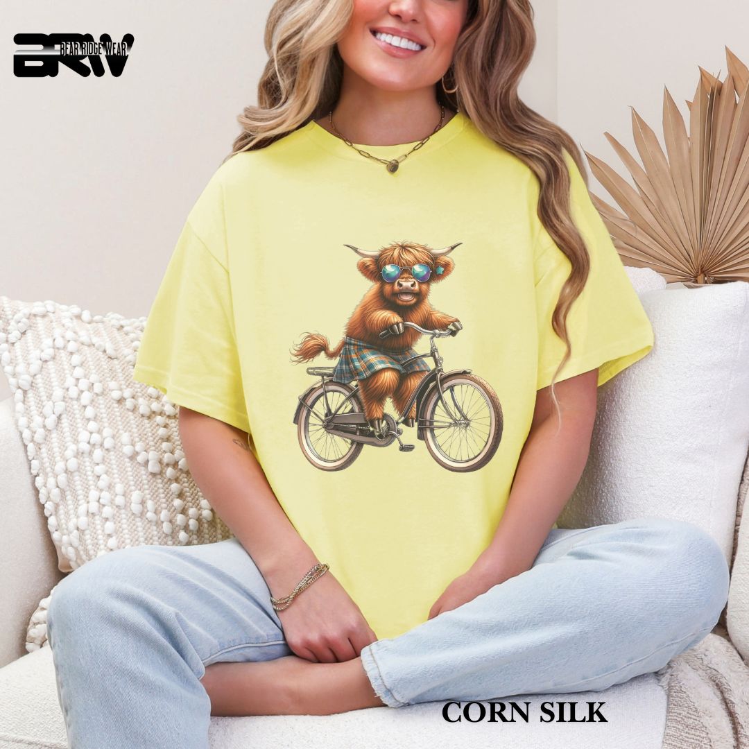 'Highland Cow- Bicycle' 3 Summer Tee
