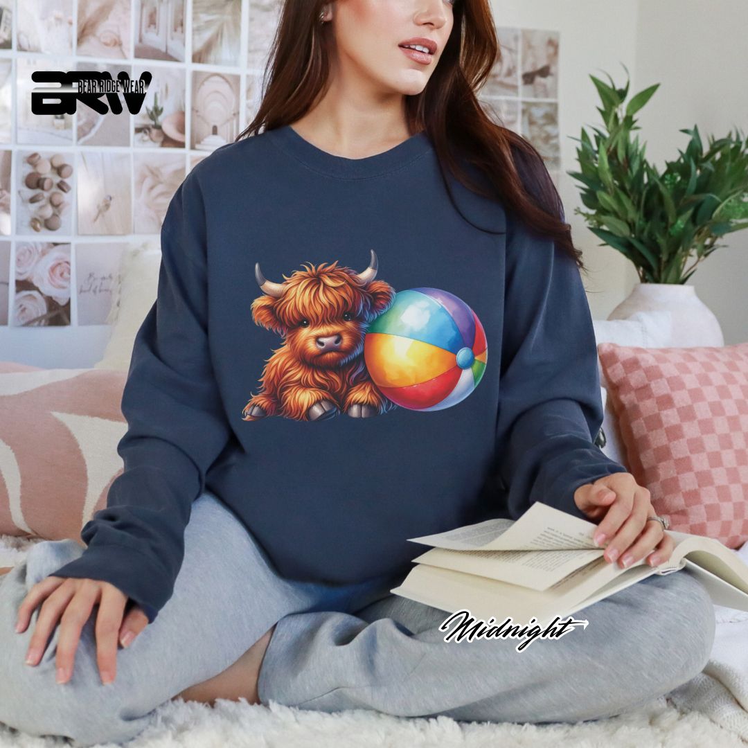 'Highland Cow-Beachball' Summer Long Sleeve Tee