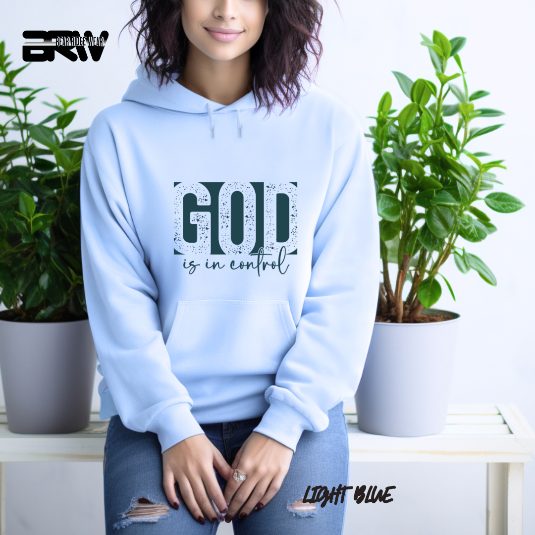 'God Is In Control' Blue Stroke Faith Hoodie