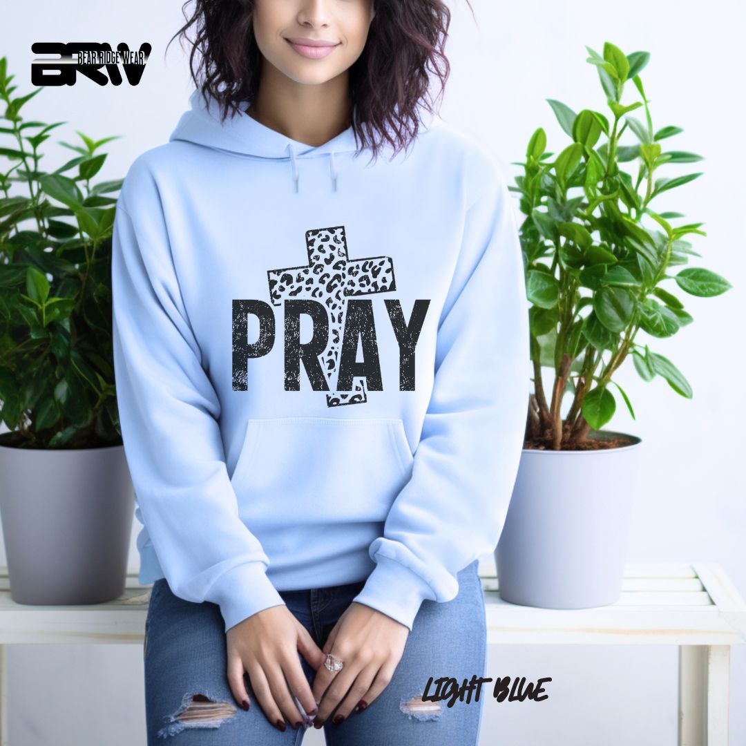 'Pray With Leopard Cross' Faith Hoodie
