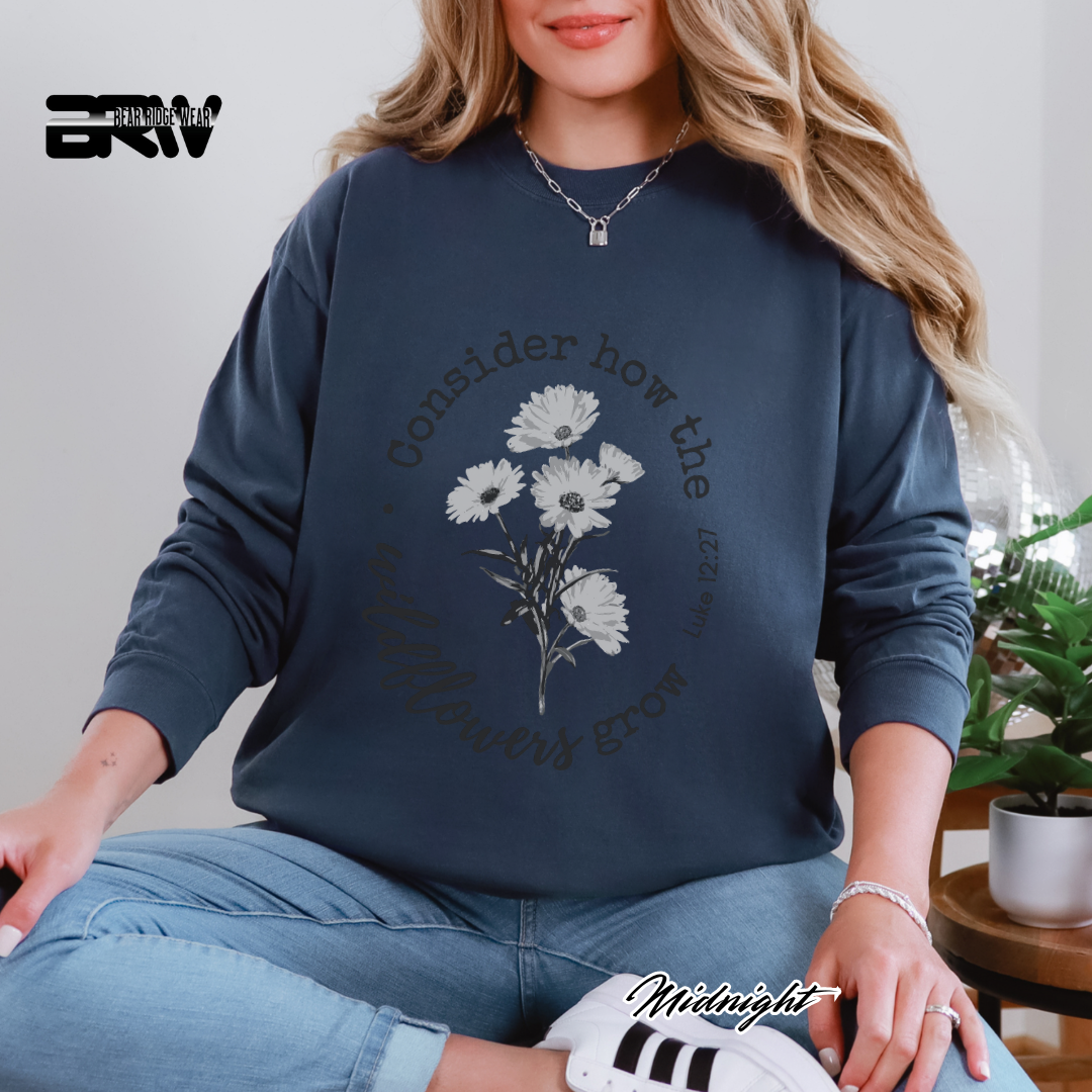 'Consider How The Wildflower Grow' Faith Long-Sleeve Tee