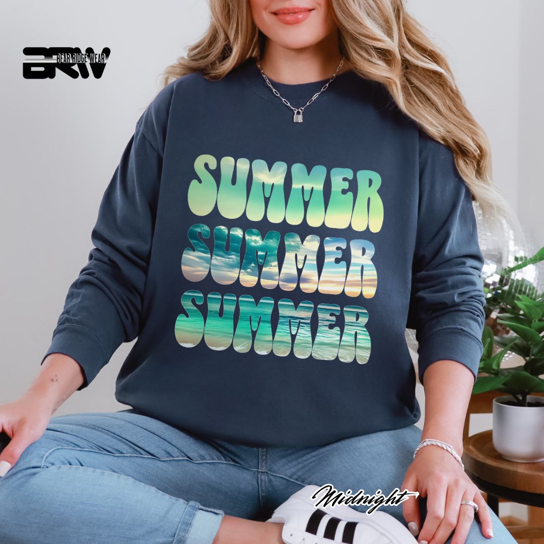 'Vibrant Summer Bubble Letter' Summer Long Sleeve Tee