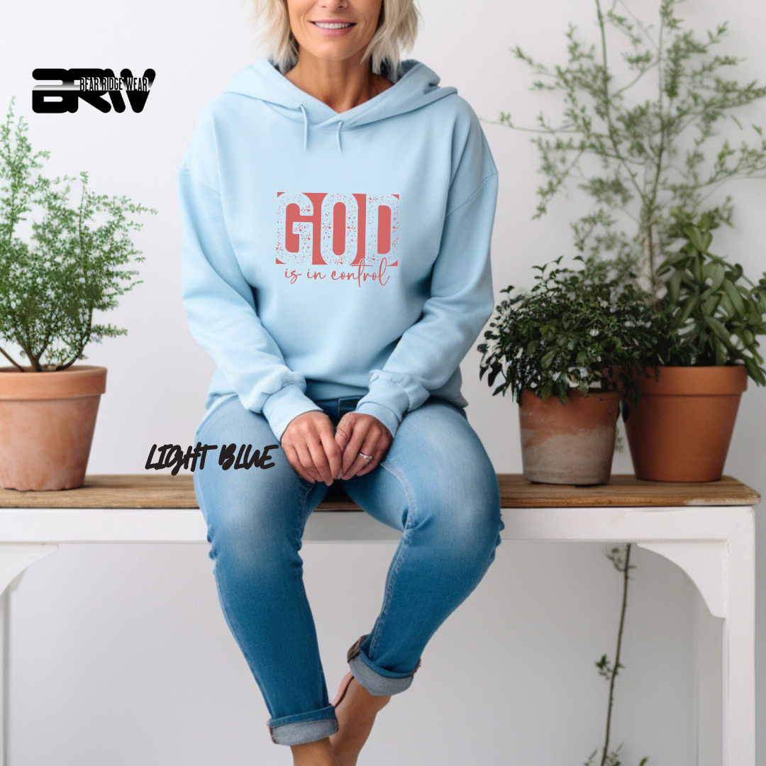 'God Is In Control' Pink Stroke Faith Hoodie