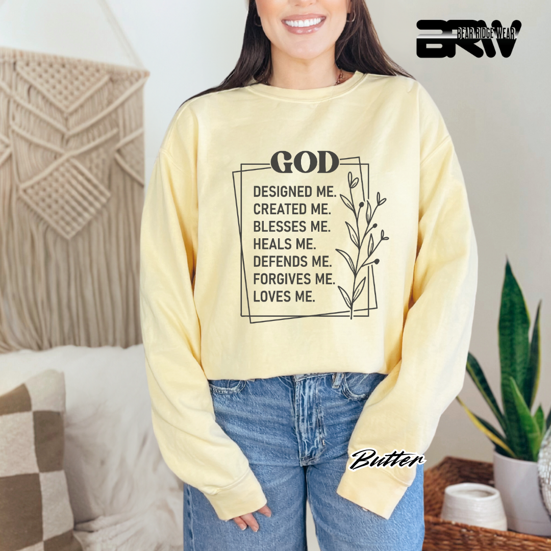 'God Designed, Created, Blesses, Heals Me' Faith Crewneck Sweatshirt