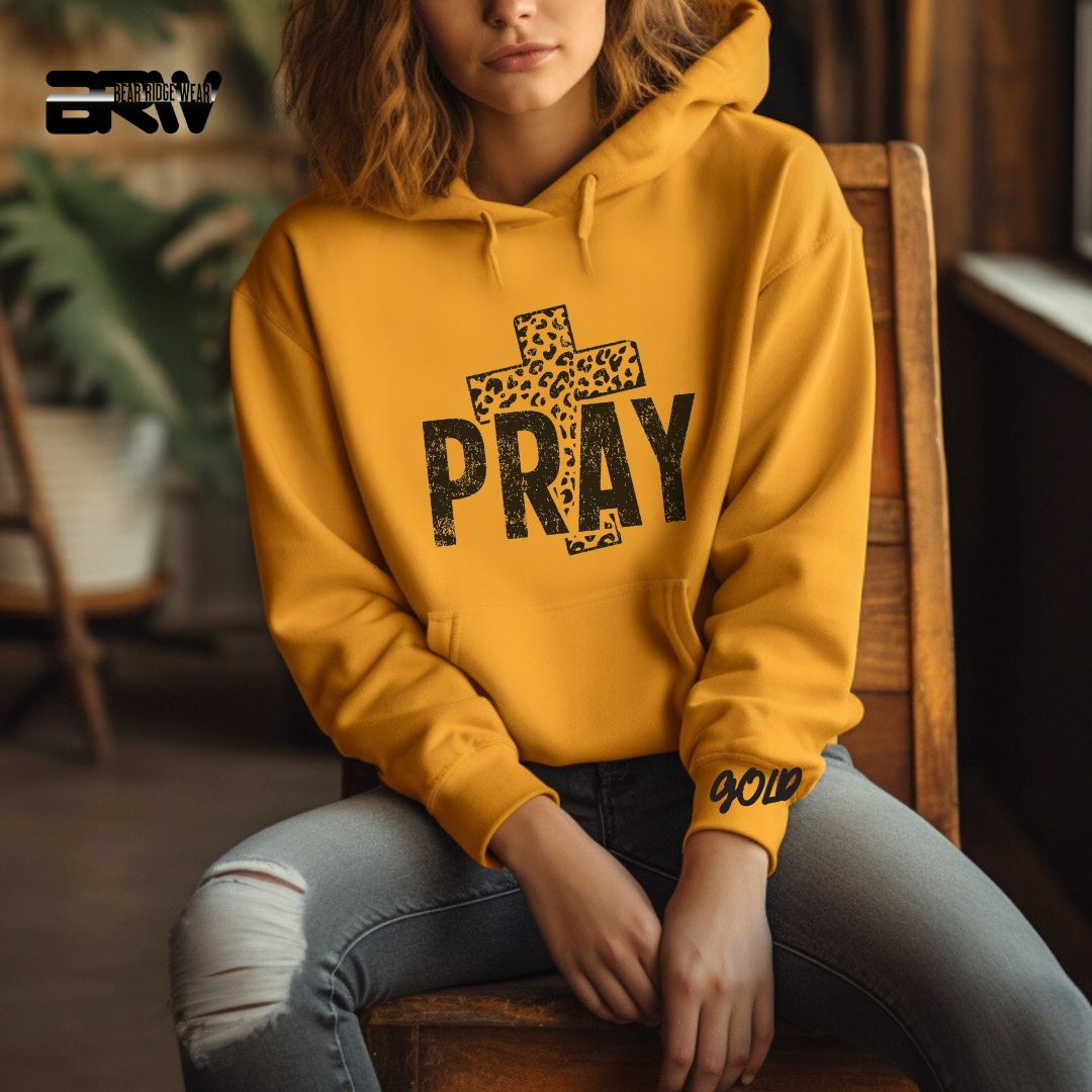 'Pray With Leopard Cross' Faith Hoodie