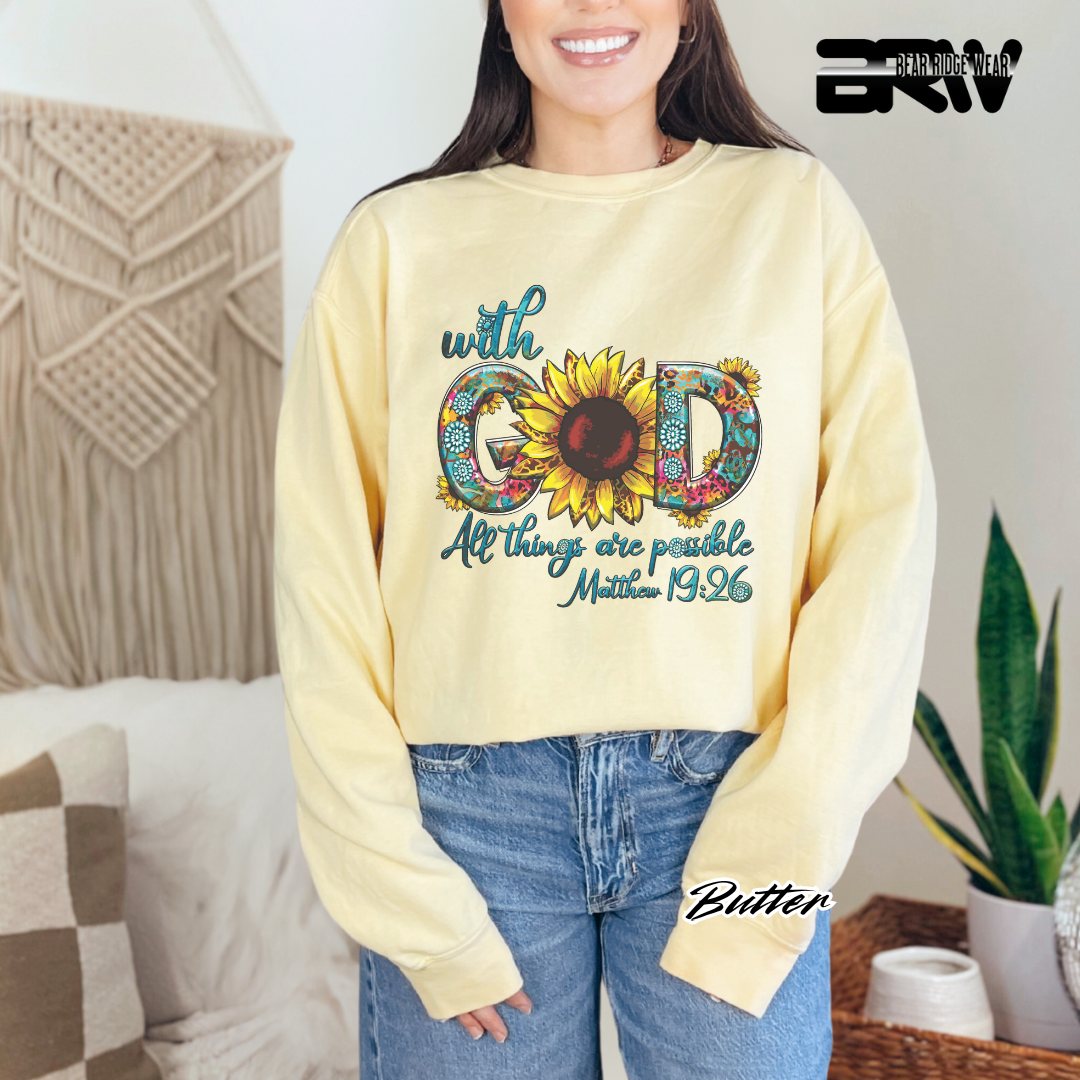 'With God All Things Are Possible' Faith Crewneck Sweatshirt