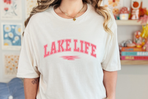 "Pink Stroke Lake Life" Tee