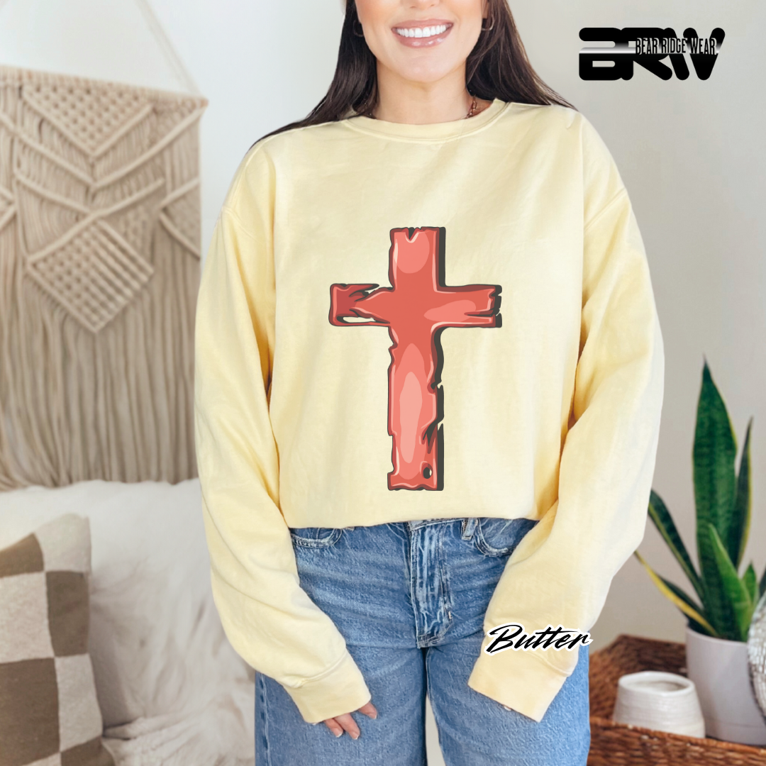 'Rugged Cross' Faith Crewneck Sweatshirt