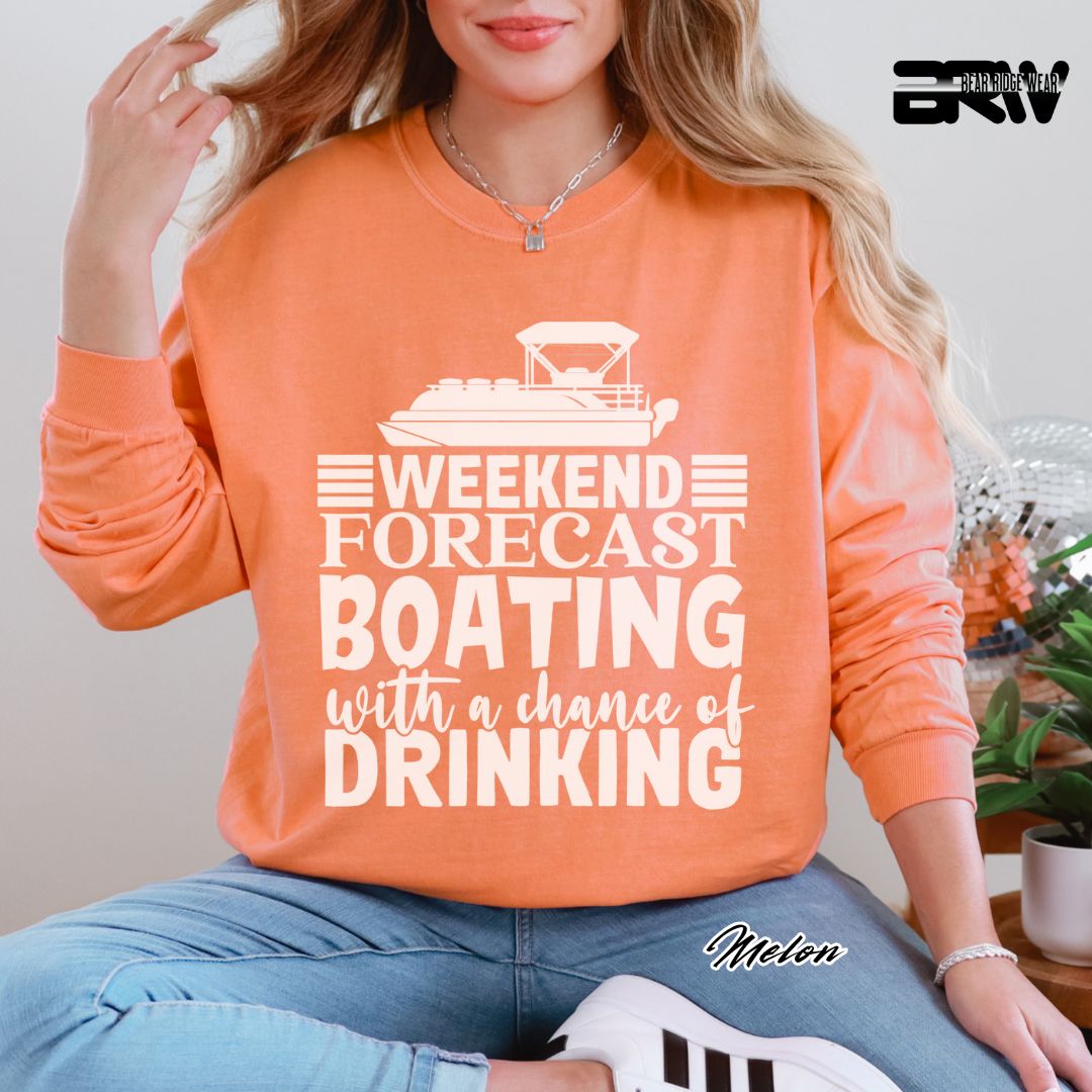 'Weekend Forecast-Boating' Summer Long Sleeve Tee