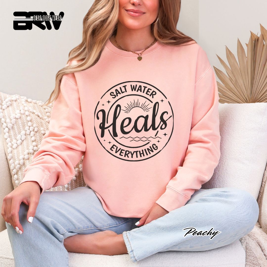 'Salt Water Heals Everything' Summer Crewneck Sweatshirt