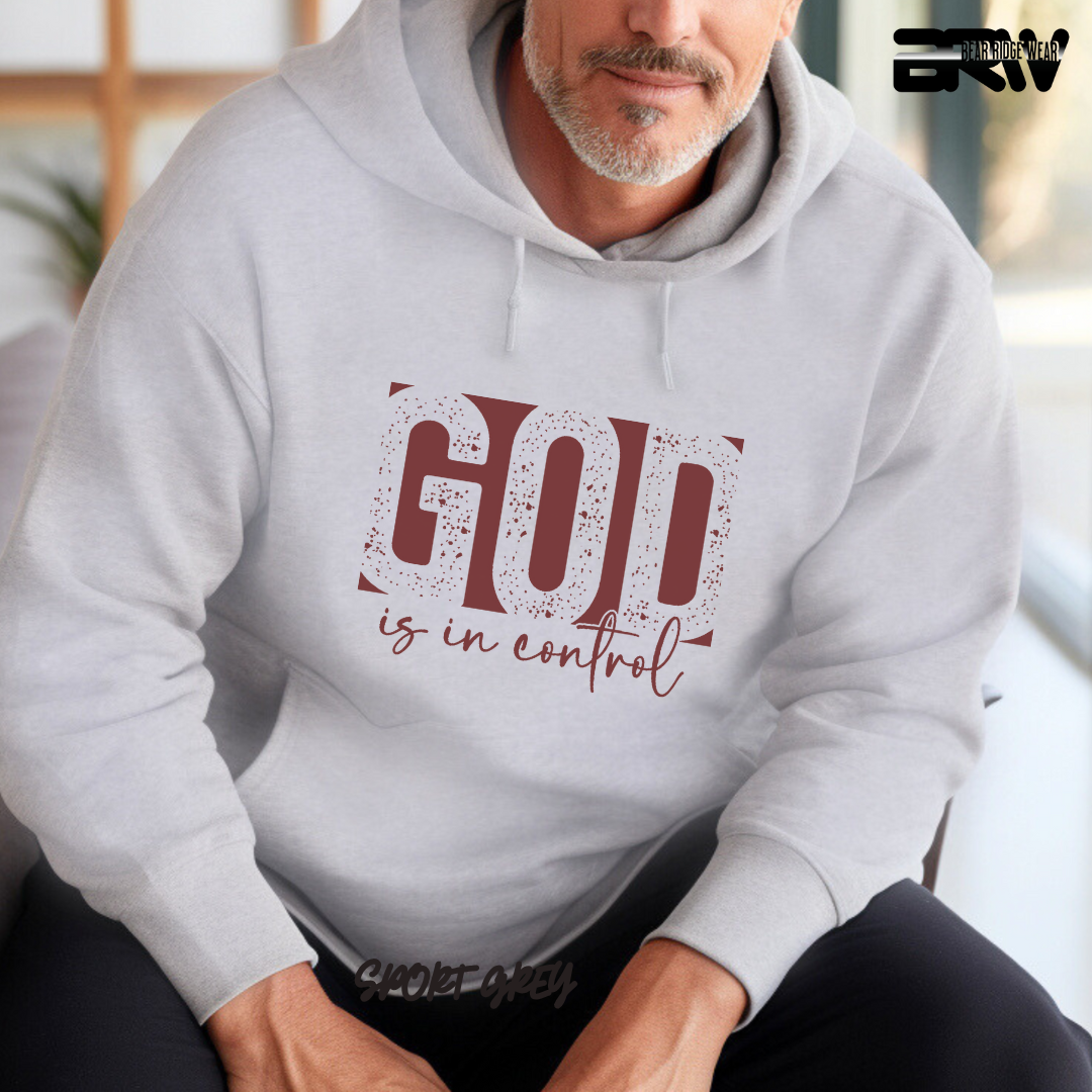 'God Is In Control' Red Stroke Faith Hoodie