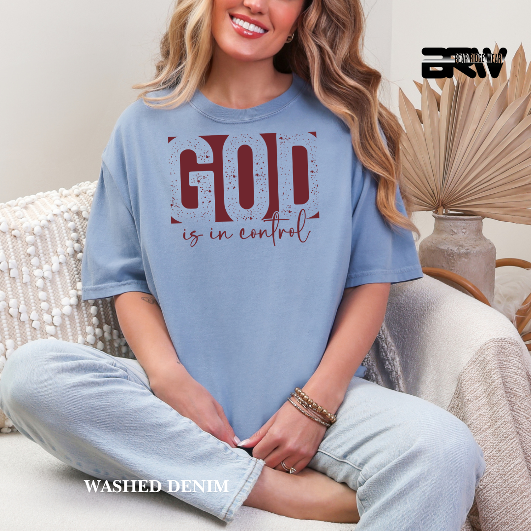 'God Is In Control-Red' Faith Tee