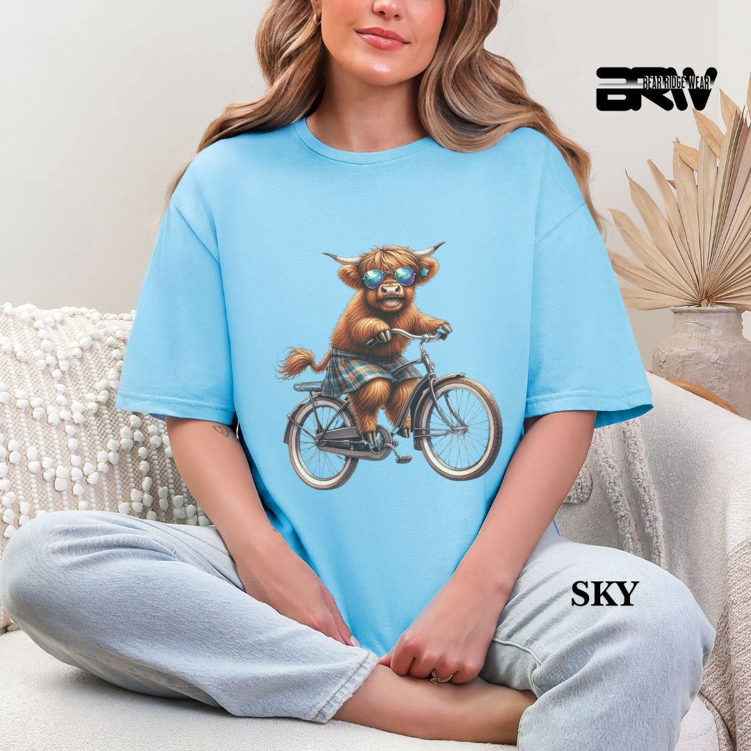 'Highland Cow- Bicycle' 3 Summer Tee