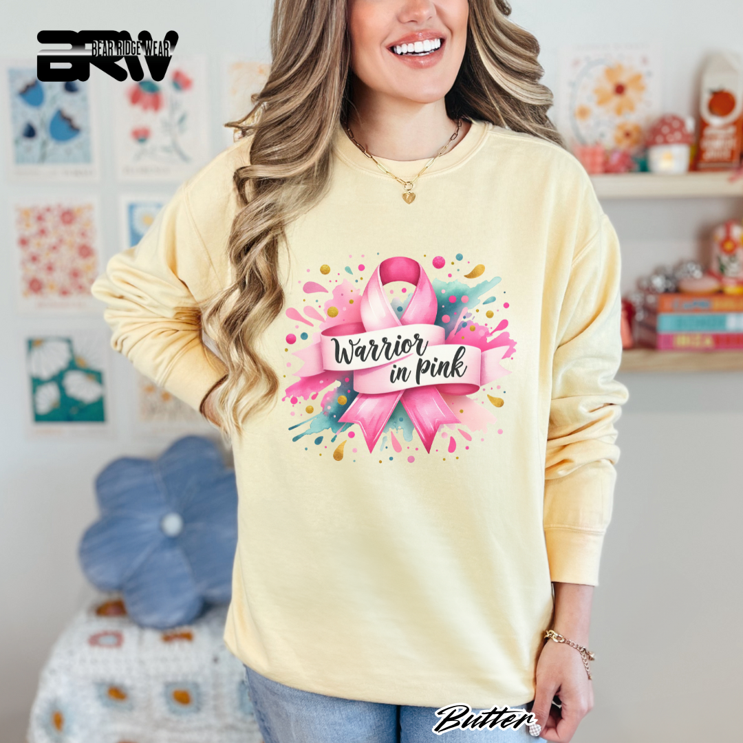 'Warrior In Pink' Awareness Crewneck Sweatshirt
