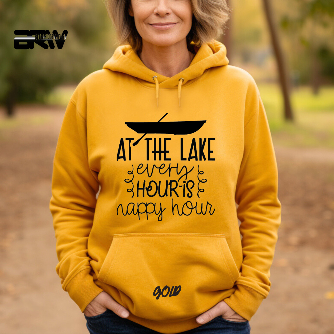 'At the lake every hour is happy hour' Hoodie