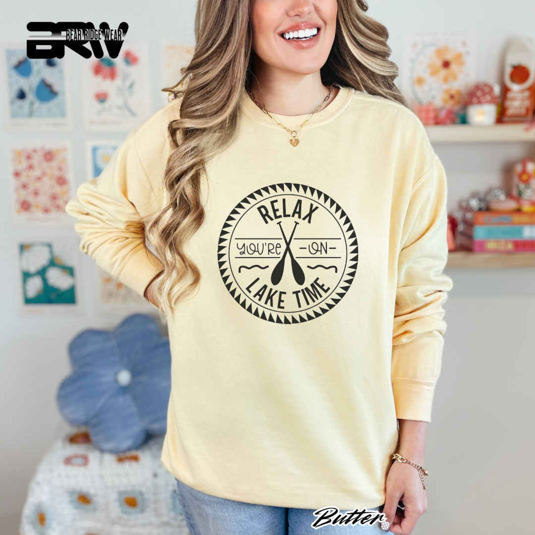 'Relax You are On Lake Time' Crewneck Sweatshirt
