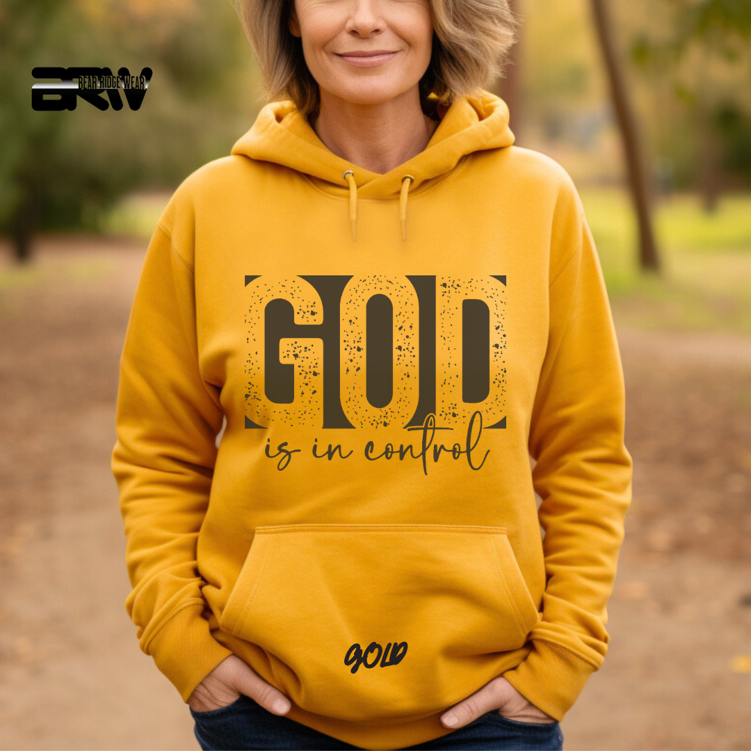 'God Is In Control' Black Stroke Faith Hoodie
