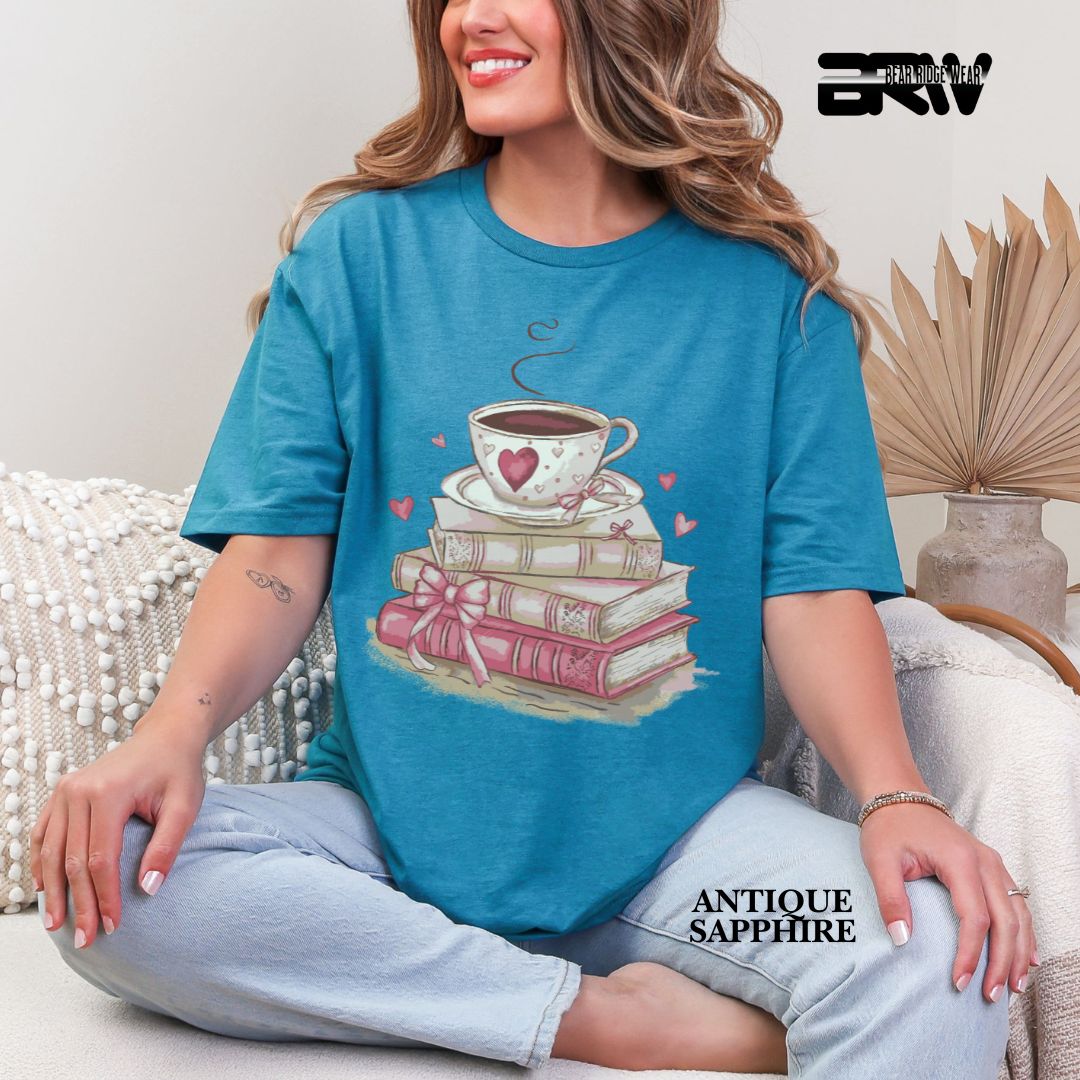 'Coffee On Top Of The Book' Valentines Tee