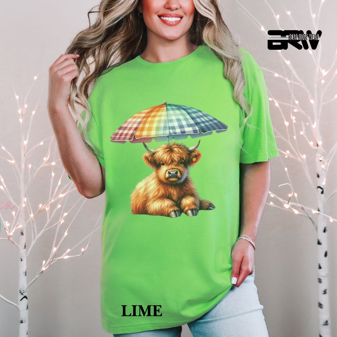 'Highland Cow-Umbrella' Summer Tee