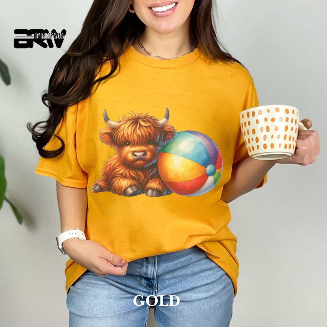 'Highland Cow-Beach-Ball' 2 Summer Tee
