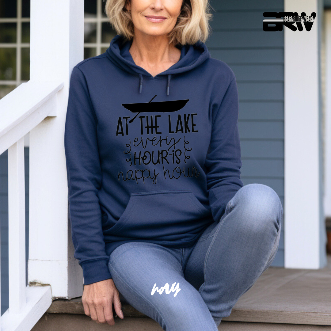 'At the lake every hour is happy hour' Hoodie