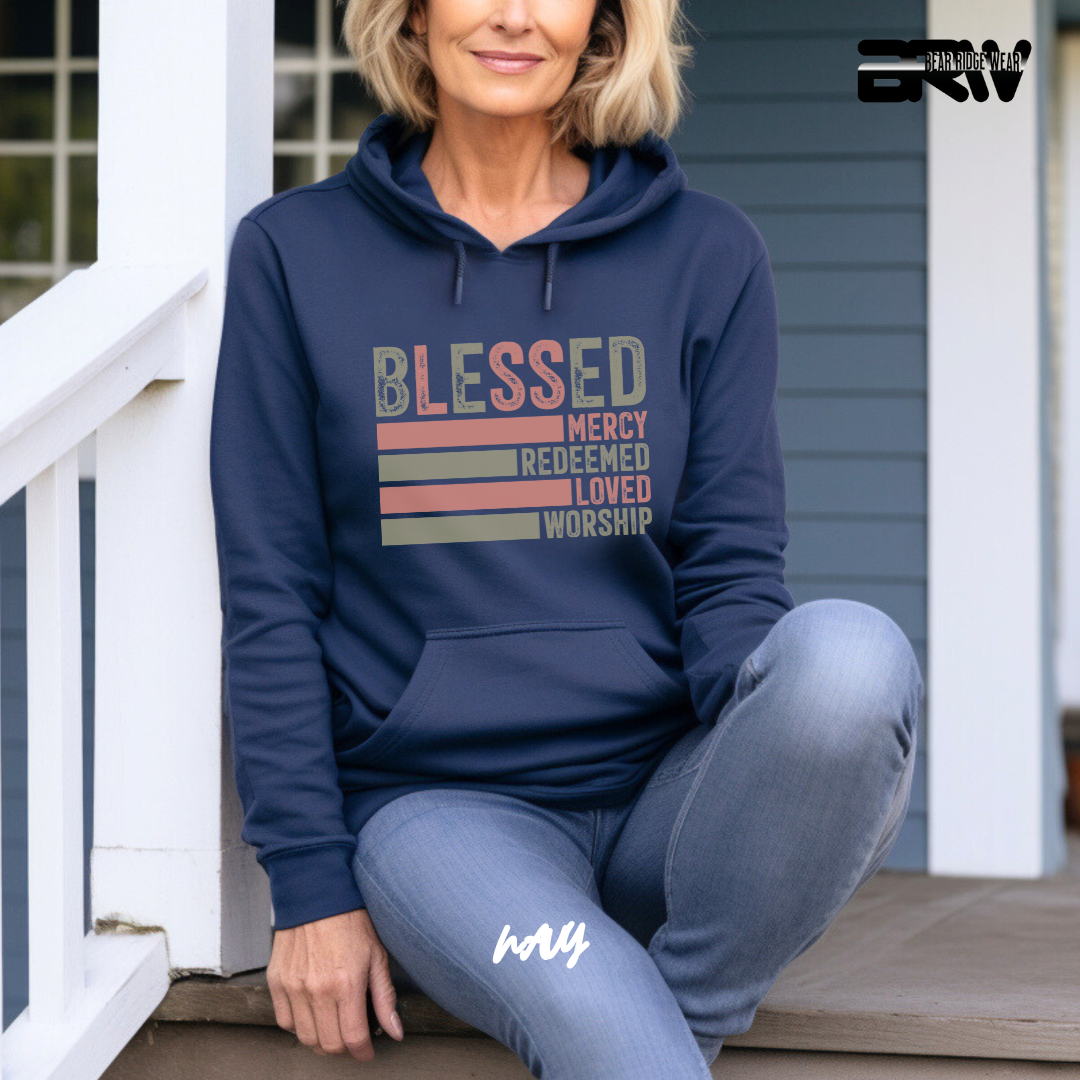 'Blessed, Mercy, Redeemed, Loved, and Worship' Faith Hoodie
