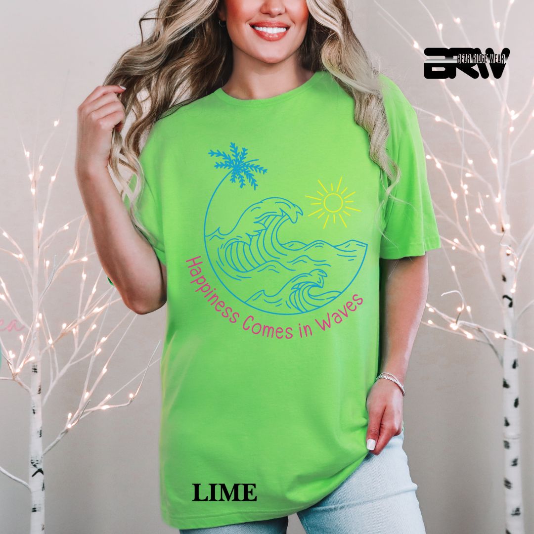 'Happiness Comes In Waves' With Color Summer Tee