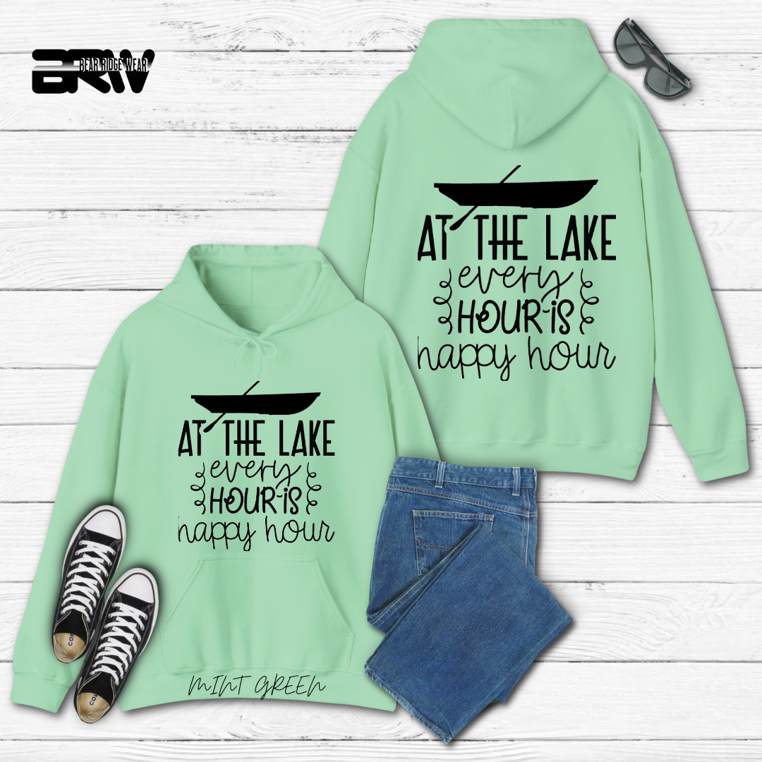 'At the lake every hour is happy hour' Hoodie