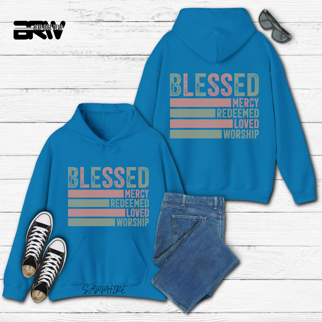 'Blessed, Mercy, Redeemed, Loved, and Worship' Faith Hoodie