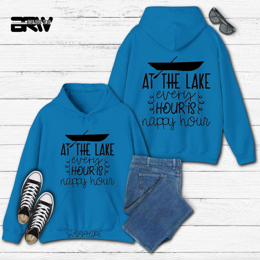 'At the lake every hour is happy hour' Hoodie