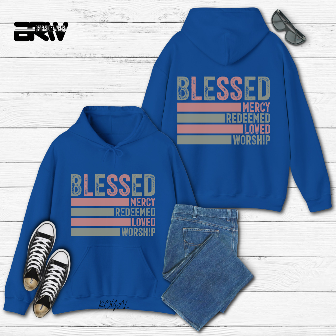 'Blessed, Mercy, Redeemed, Loved, and Worship' Faith Hoodie