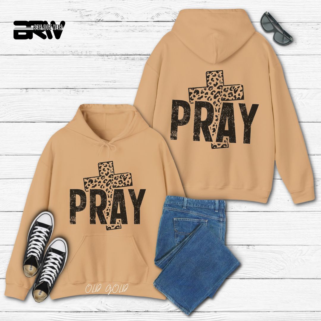 'Pray With Leopard Cross' Faith Hoodie