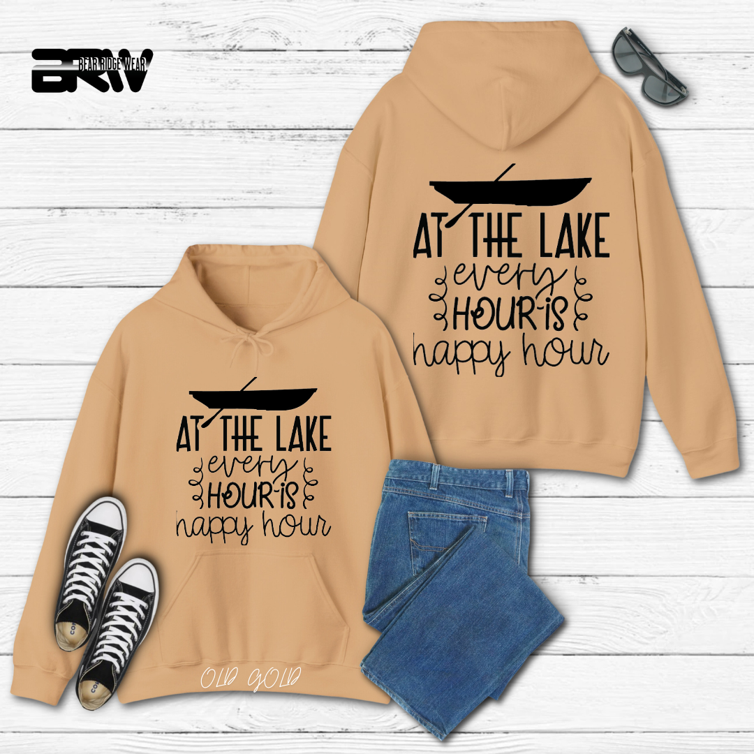 'At the lake every hour is happy hour' Hoodie